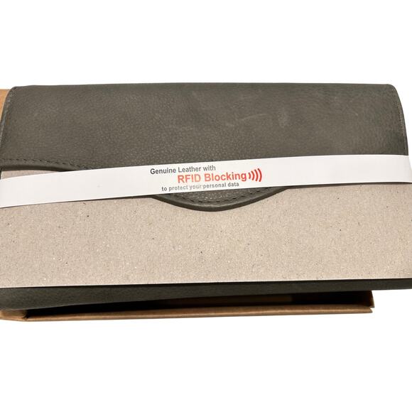 Great American Leather Works Women's Gray RFID Clutch Wallet Checkbook - Picture 5 of 7